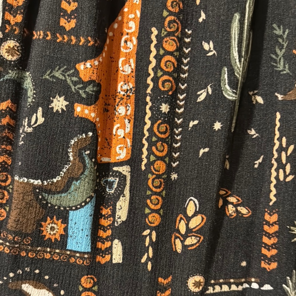 Torrid Southwest High Low Skirt with Rust, Teal and Green Accents